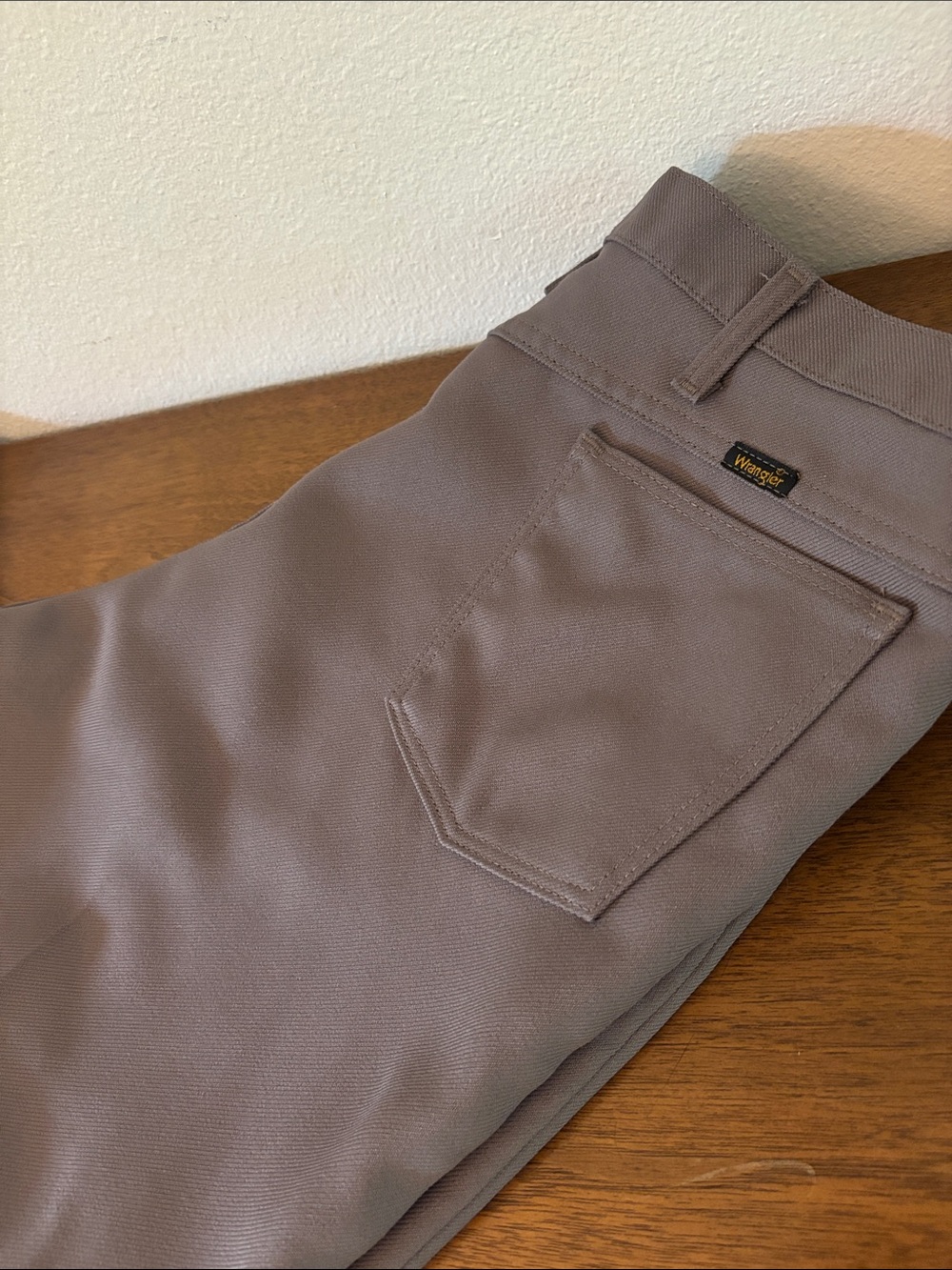 Wrangler Men's vintage Poly Permanent Crease Taupe Bootleg Cowboy Slacks - 40/32